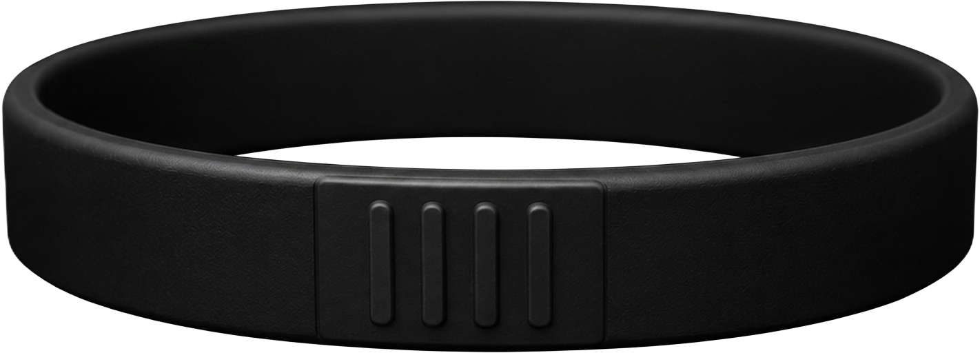 Matte black Reset Bracelet with gold accent, floating product shot